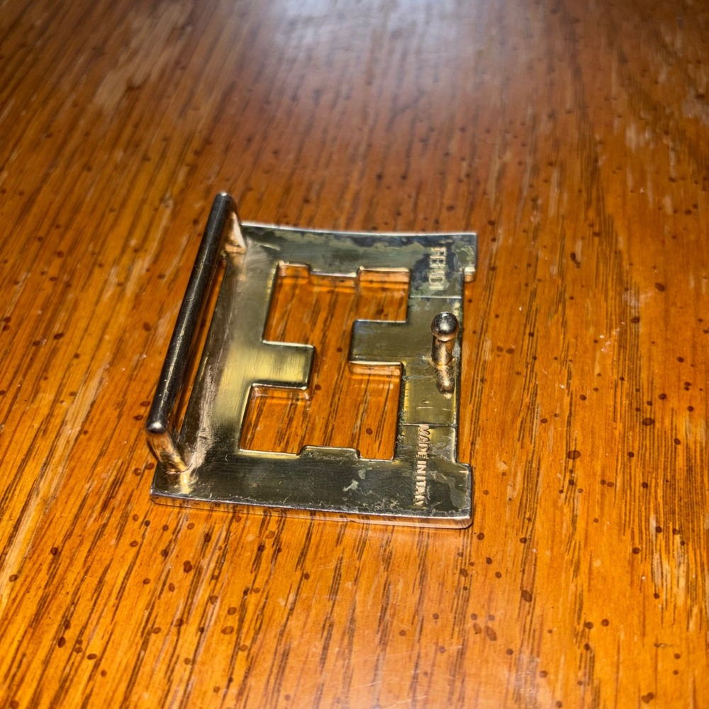 Fendi FF Zucca Logo Belt Buckle ONLY Silver Black Made in Italy - Picture 10 of 10